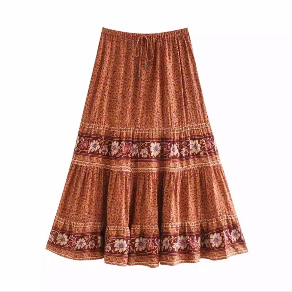 Boho floral gypsy skirt print maxi long blue - Picture 14 of 14